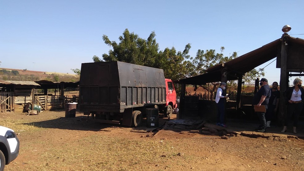 Fiscalização sanitária da Prefeitura de Borborema aplicou auto de infração contra o dono do sítio e do açougue — Foto: Polícia Ambiental/Divulgação