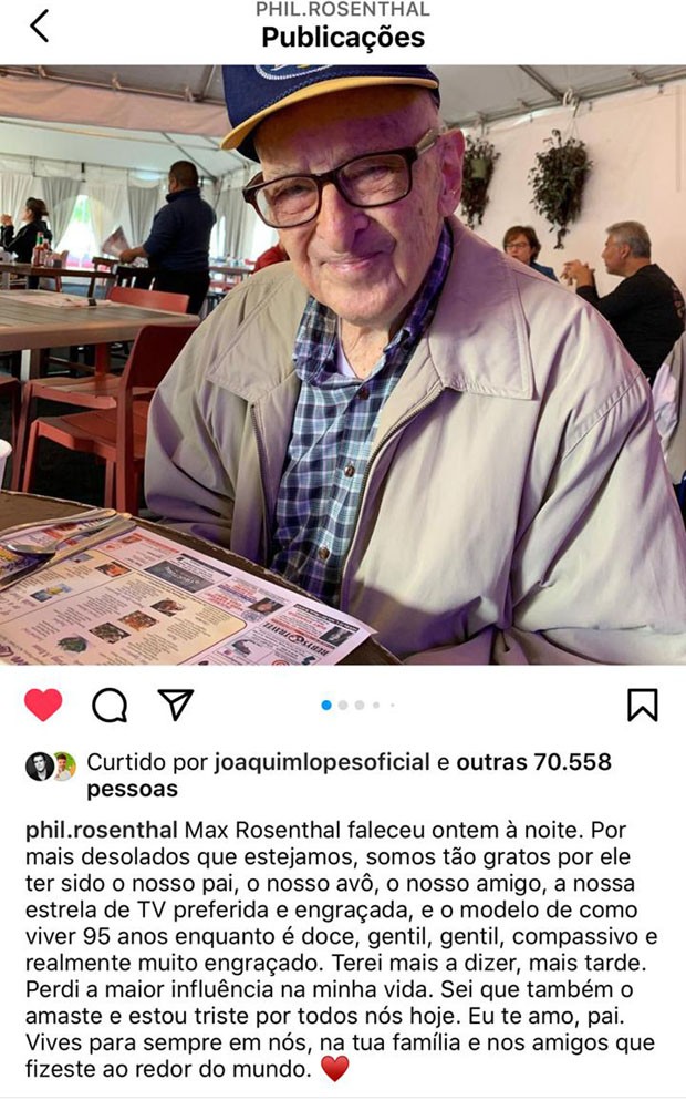 Phil Rosenthal lamenta morte do pai, Max (Foto: Reprodução/Instagram)