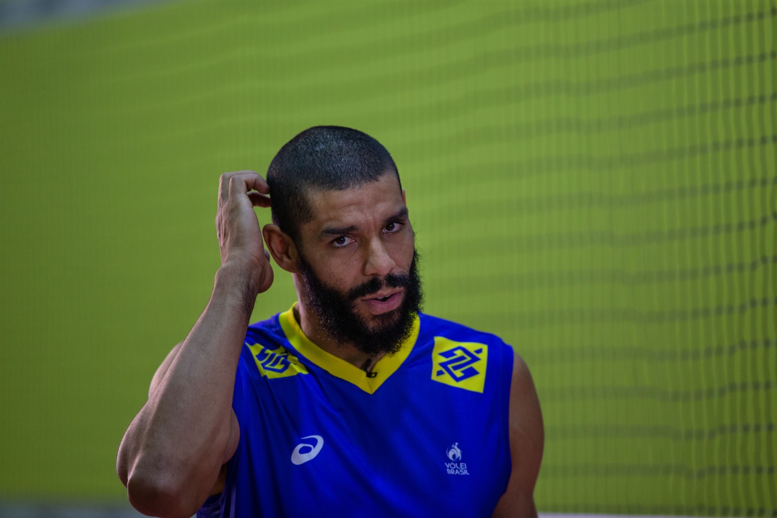 Treino da seleção masculina de vôlei. Wallace.  — Foto: Alexandre Cassiano / Agência O Globo 