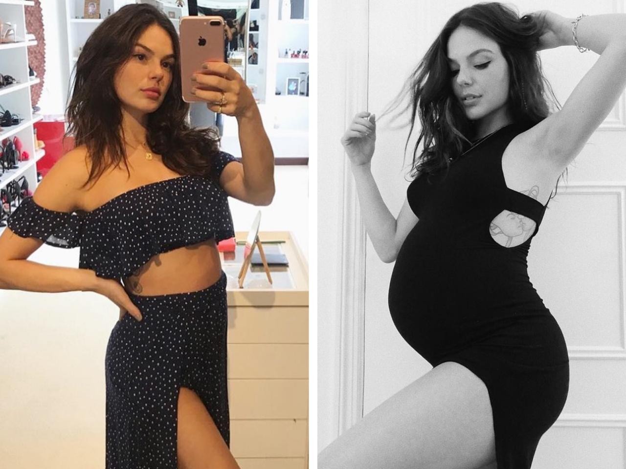 Isis Valverde grávida e uma semana após dar à luz Rael (Foto: reprodução/Instagram)