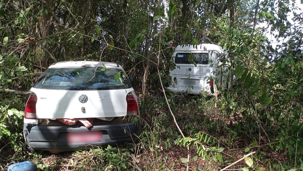 Carros com queixa de roubo são encontrados escondidos em matagal na Grande Natal — Foto: Divulgação/PRF