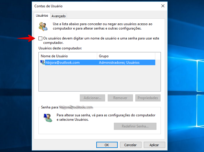 Windows 10 pode ser inicializado sem pedir senha de usuário (Foto: Reprodução/Helito Bijora)
