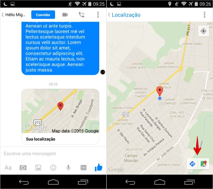 É possível abrir a localização no Google Maps (Foto: Reprodução/Helito Bijora) É possível abrir a localização no Google Maps (Foto: Reprodução/Helito Bijora)