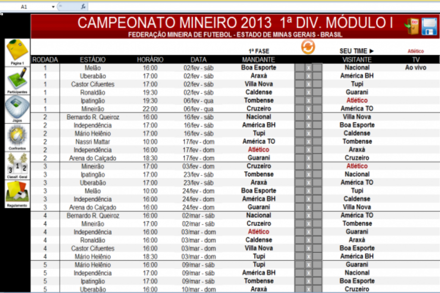 Tabela Campeonato Mineiro 2013  Download  TechTudo
