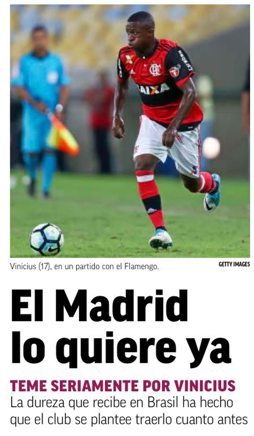 Vinicius tem seis gols pelo Flamengo em 42 jogos (Foto: Reprodução jornal "Marca")