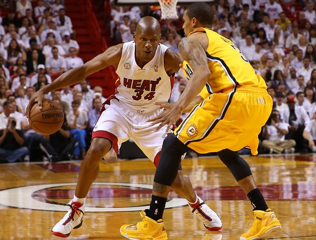 Basquete NBA  - Miami Heat x Indiana Pacers, Ray Allen e George Hill (Foto: Getty Images)