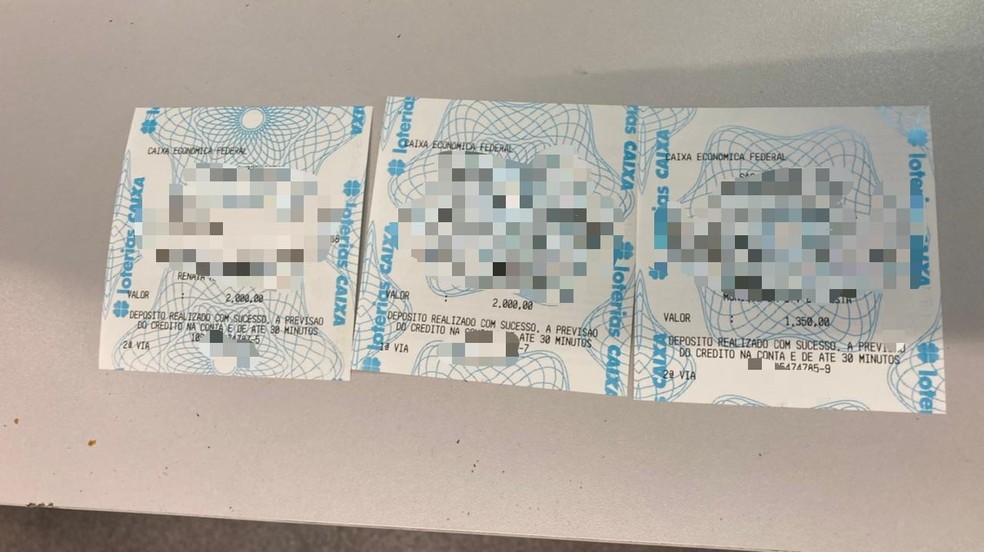 Comprovantes de depósitos foram localizados com suspeitos — Foto: Divulgação/Polícia Civil