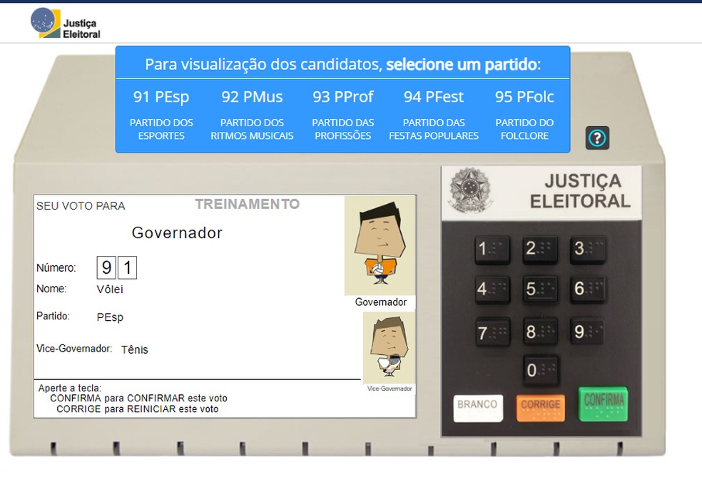 Veja como simular voto para governador da urna do site do TSE — Foto: Reprodução/Rodrigo Fernandes