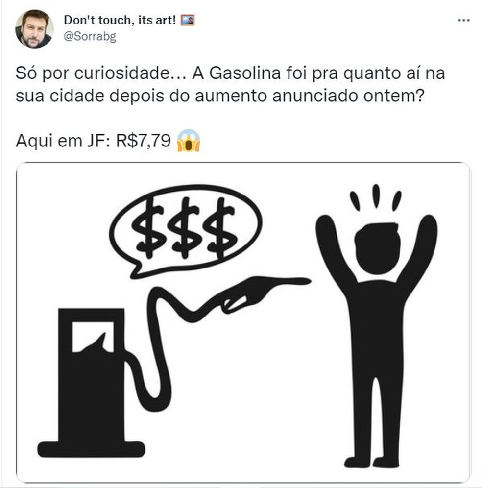 Brasileiros reagem a aumento da gasolina — Foto: Reprodução/Twitter