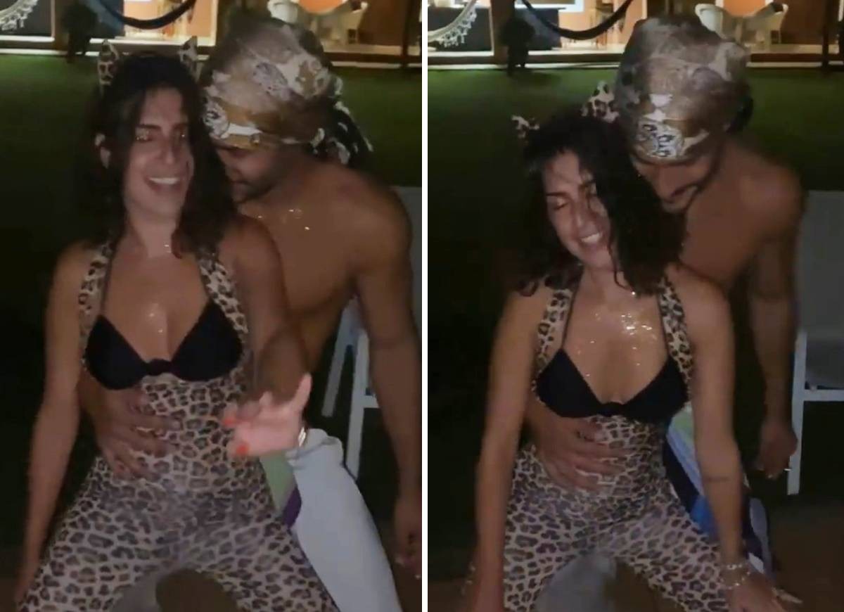 Fernanda Paes Leme e namorado dançam coladinhos em folia ...