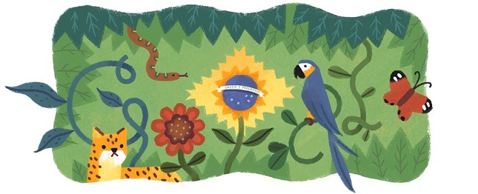 Doodle da Independência mostra animas e plantas do Brasil (Foto: Divulgação/Google)