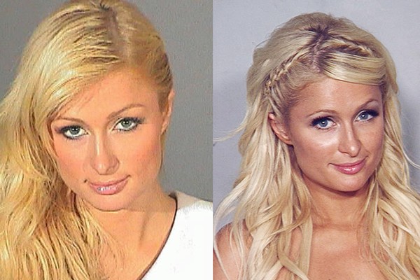 Paris Hilton em 2007 e em 2010 (Foto: Getty Images)