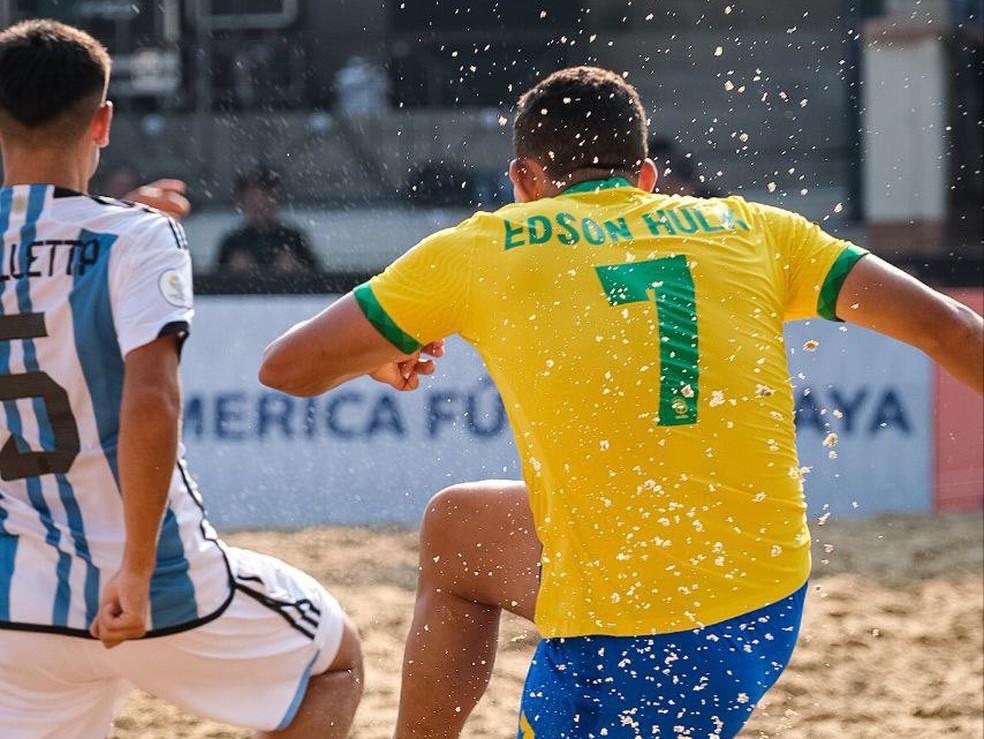 Brasil venceu a Argentina na Copa América de Futebol de Areia — Foto: CONMEBOL Copa América Fútbol Playa 2023