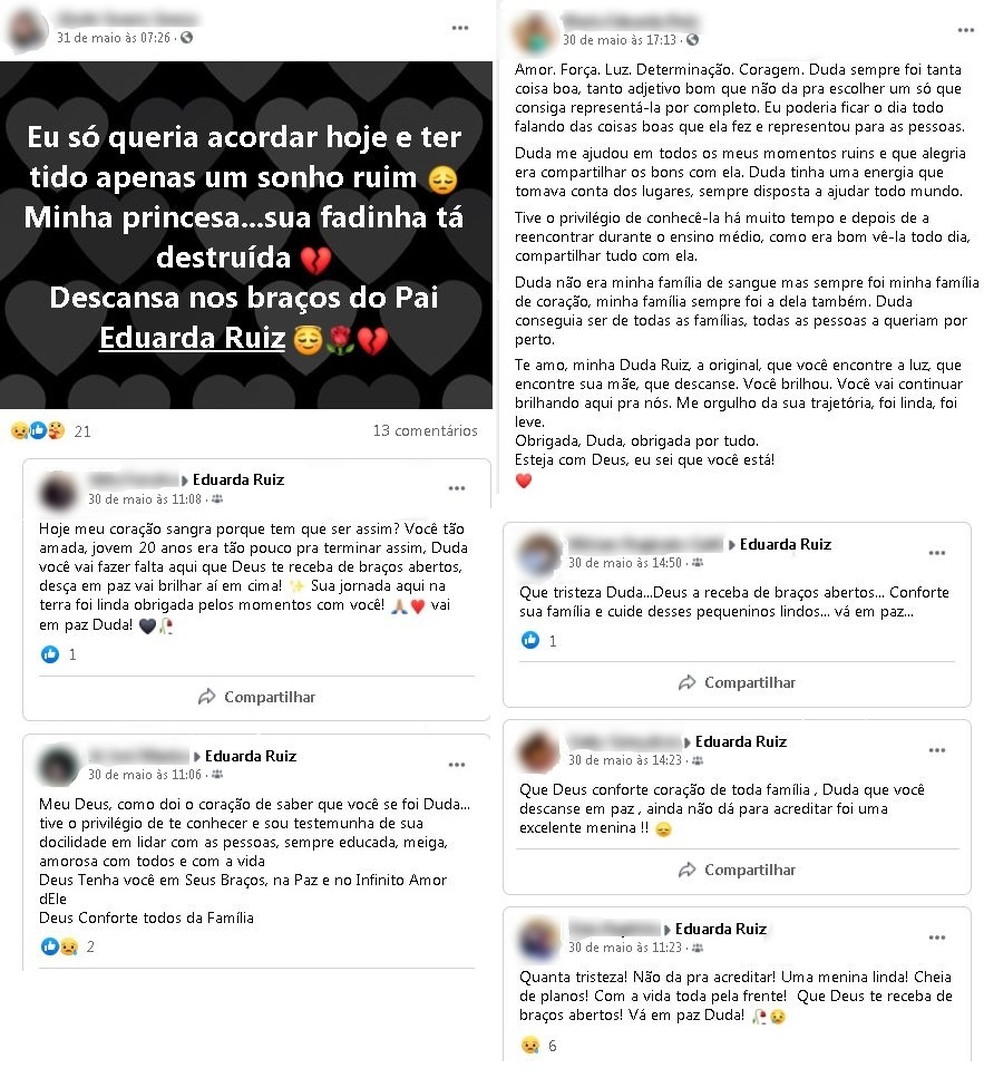 Amigos postaram mensagens de homenagem e despedida para a jovem de Barra Bonita  — Foto: Facebook/ Reprodução 