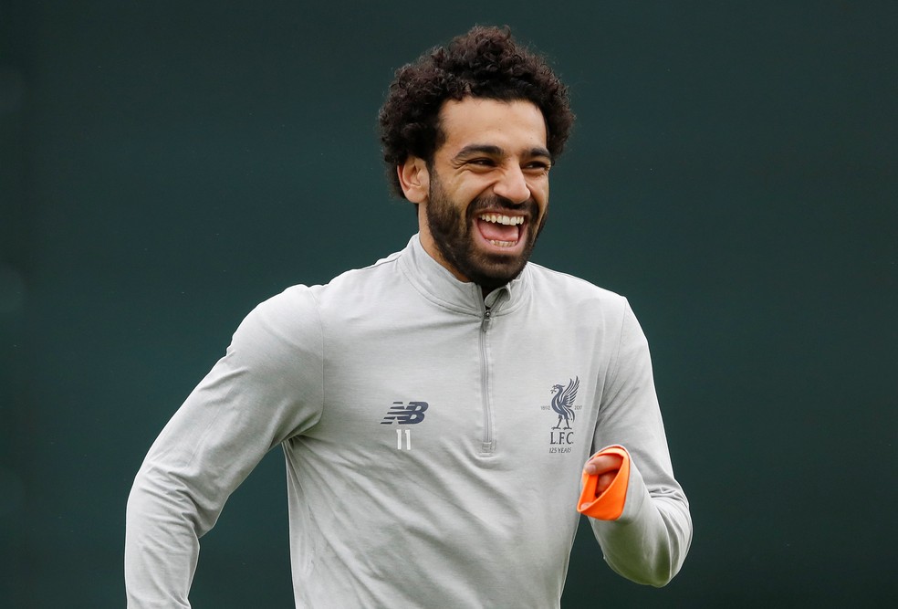 Salah no treino do Liverpool (Foto: Reuters)