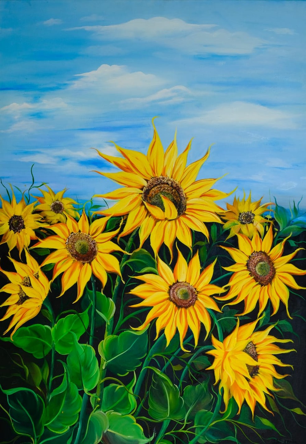 'Flores do Tocantins' quadro pintado por J&uacute;lia D'Paula, de 14 anos &mdash; Foto: Rondinelli Ribeiro/Divulga&ccedil;&atilde;o