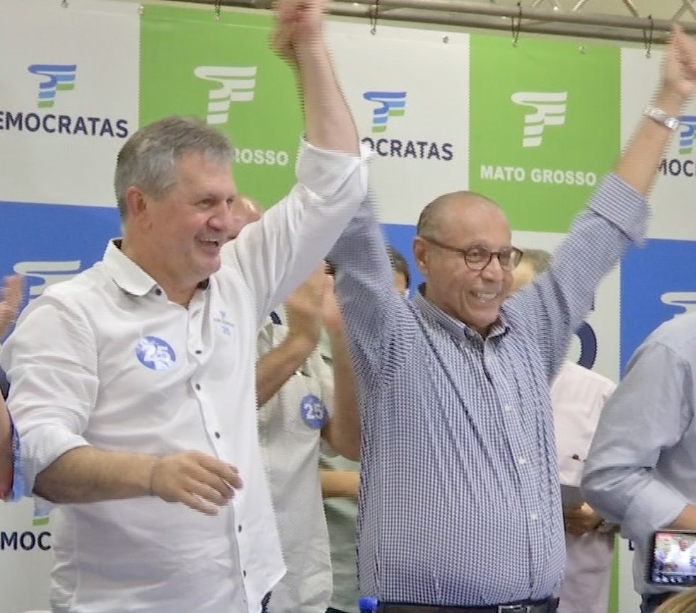 Democratas lançou Júlio Campos para o Senado e ele terá como suplente o deputado Dilmar Dal Bosco — Foto: TVCA/Reprodução