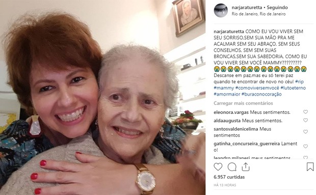 Narjara Turetta lamenta a morte da mãe (Foto: Reprodução/Instagram)
