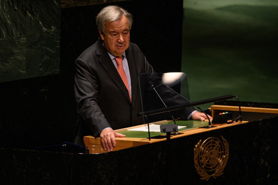 Secretário-geral da ONU, António Guterres, durante discurso na Assembleia Geral