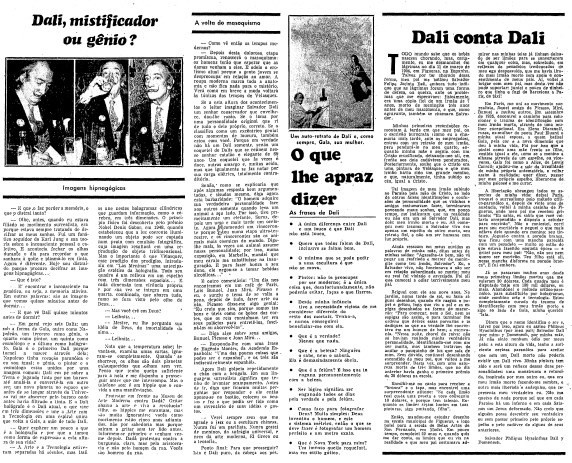 Entrevista com Salvador Dali, publicada pelo GLOBO em 1973