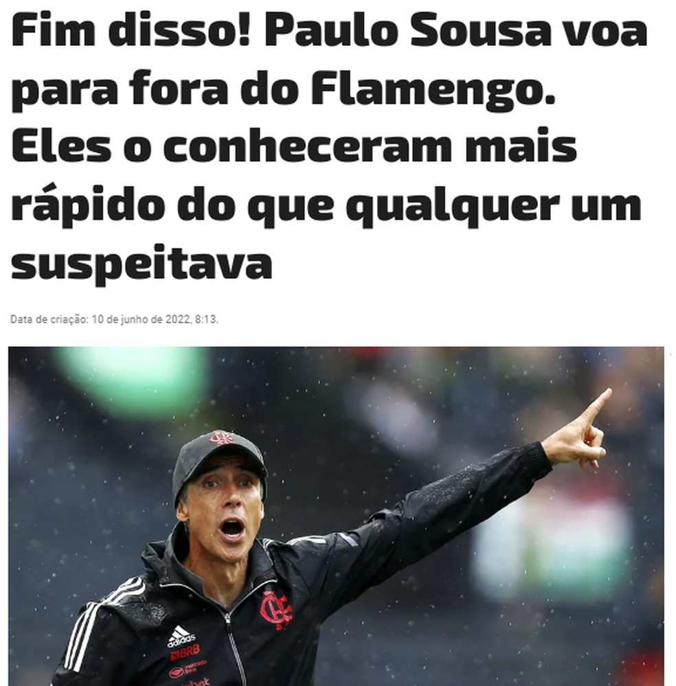 Segundo a publicação do Sport Fakt, “o português não conseguiu dar conta” — Foto: Reprodução