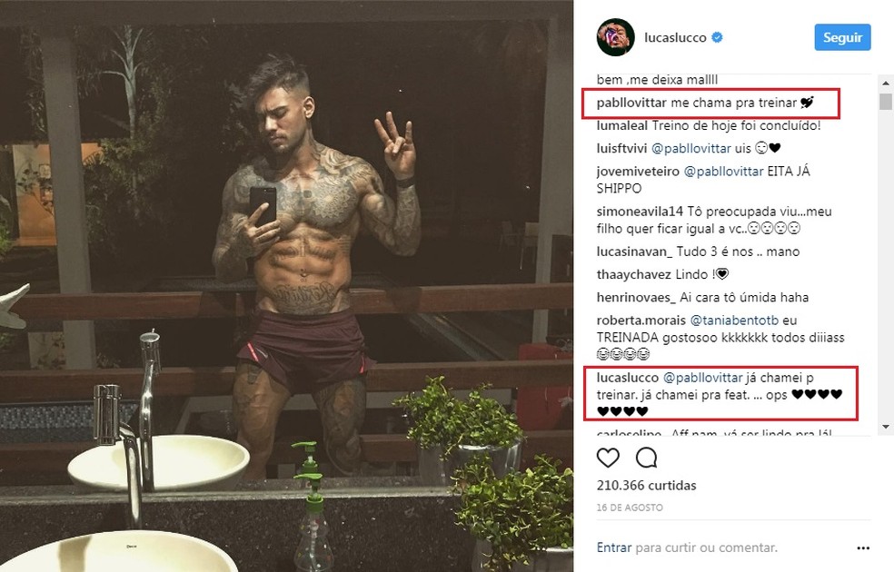 Parceria foi revelada em conversa entre Lucas Lucco e Pabllo Vittar no Instagram (Foto: Reprodução/Instagram)