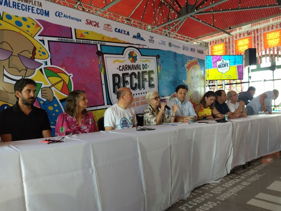 Coletiva de balanço do carnaval 2018 no Recife foi realizada no Paço do Frevo (Foto: Penélope Araújo/G1)
