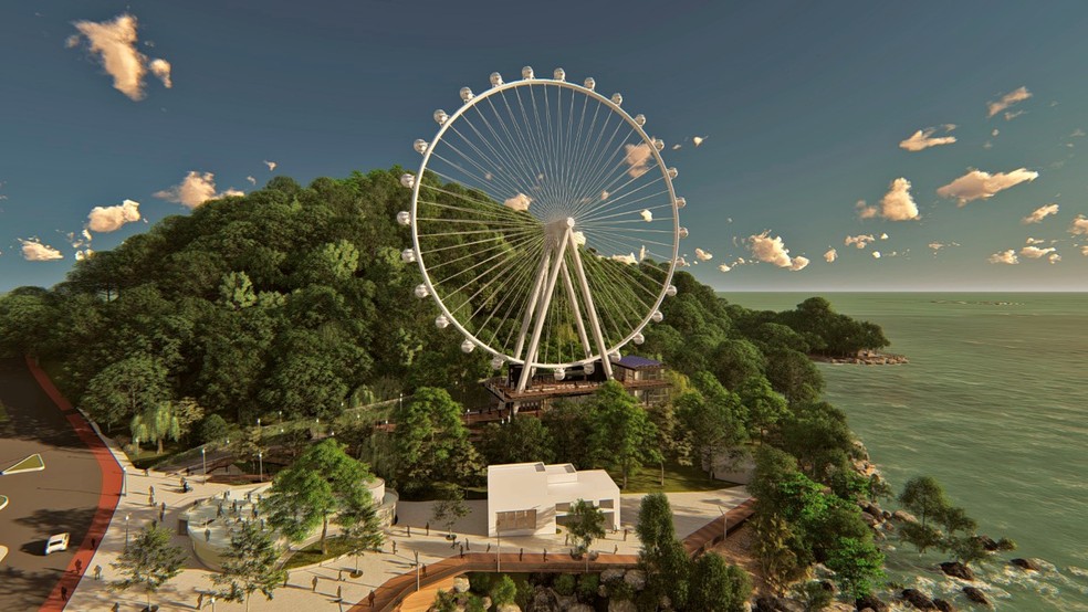 Projeto da roda-gigante em Balneário Camboriú prevê ainda a construção de um parque ambiental — Foto: BC Big Wheel/ Divulgação