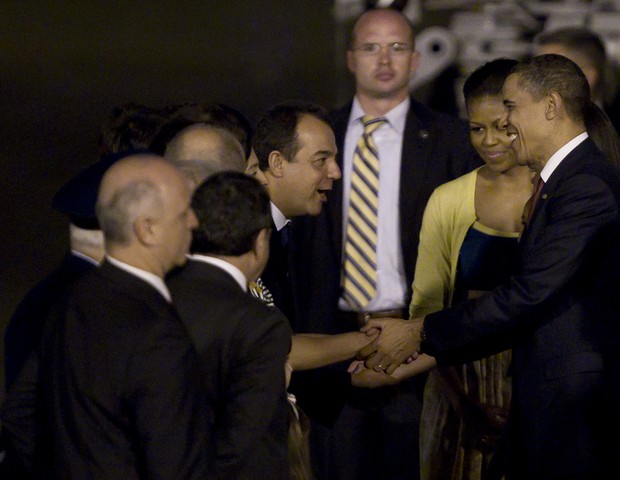 O então governador do Rio Sérgio Cabral e Barack Obama, no Rio  (Foto: getty images)