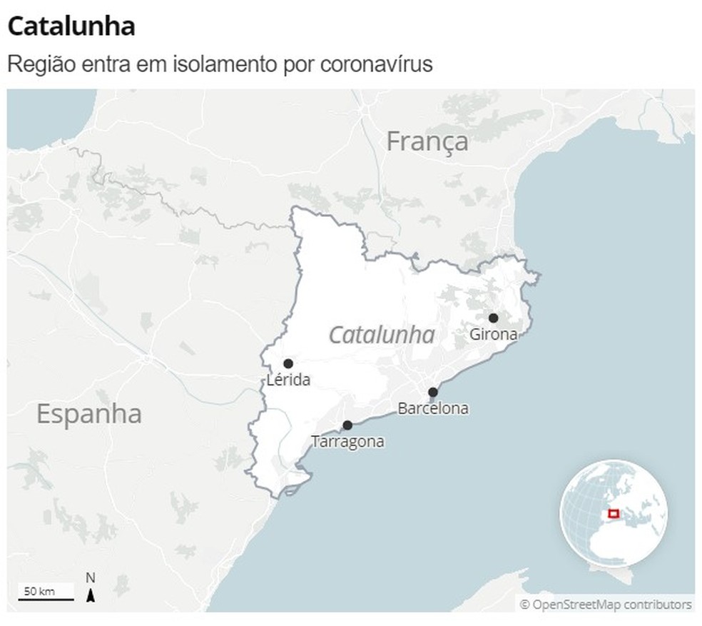 Mapa da Catalunha — Foto: G1 
