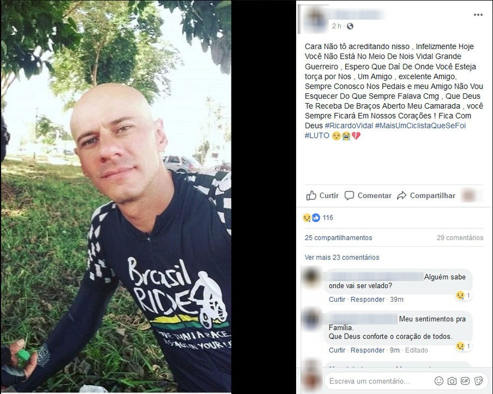 Ricardo Vital estava pedalando em rodovia de SP quando foi atropelado e morreu (Foto: Reprodução/Facebook)