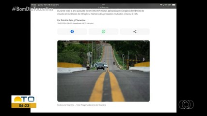 Levantamento do Detran é destaque no g1 Tocantins