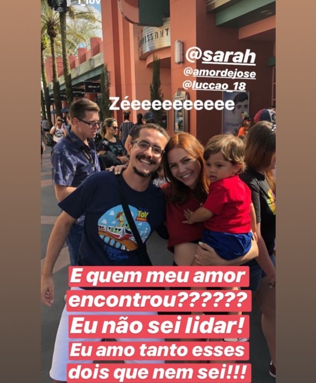 Sarah Poncio, o filho José, e "fã" (Foto: Reprodução/Instagram)