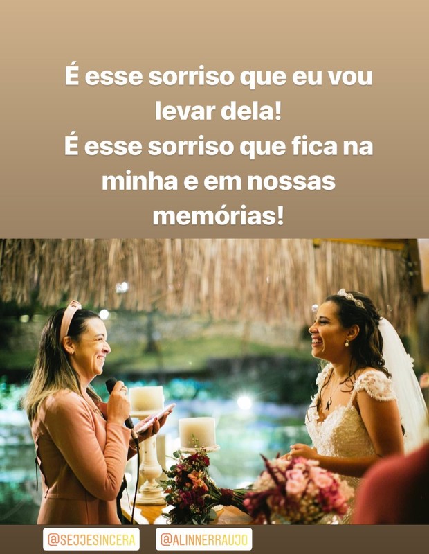 Cerimonialista se despede de Alinne Araújo (Foto: Reprodução/Instagram)