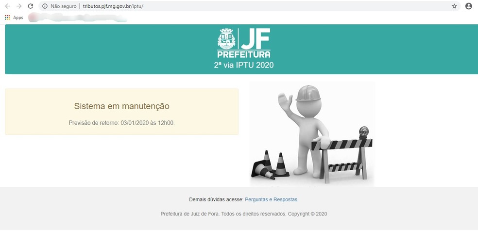 Sistema da Prefeitura de Juiz de Fora que emite o carnê do IPTU