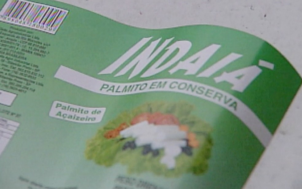 Rótulo dos palmitos Indaiá, produzido pela Delta Agro Industrial de Ribeirão Preto — Foto: Reprodução/EPTV/Arquivo