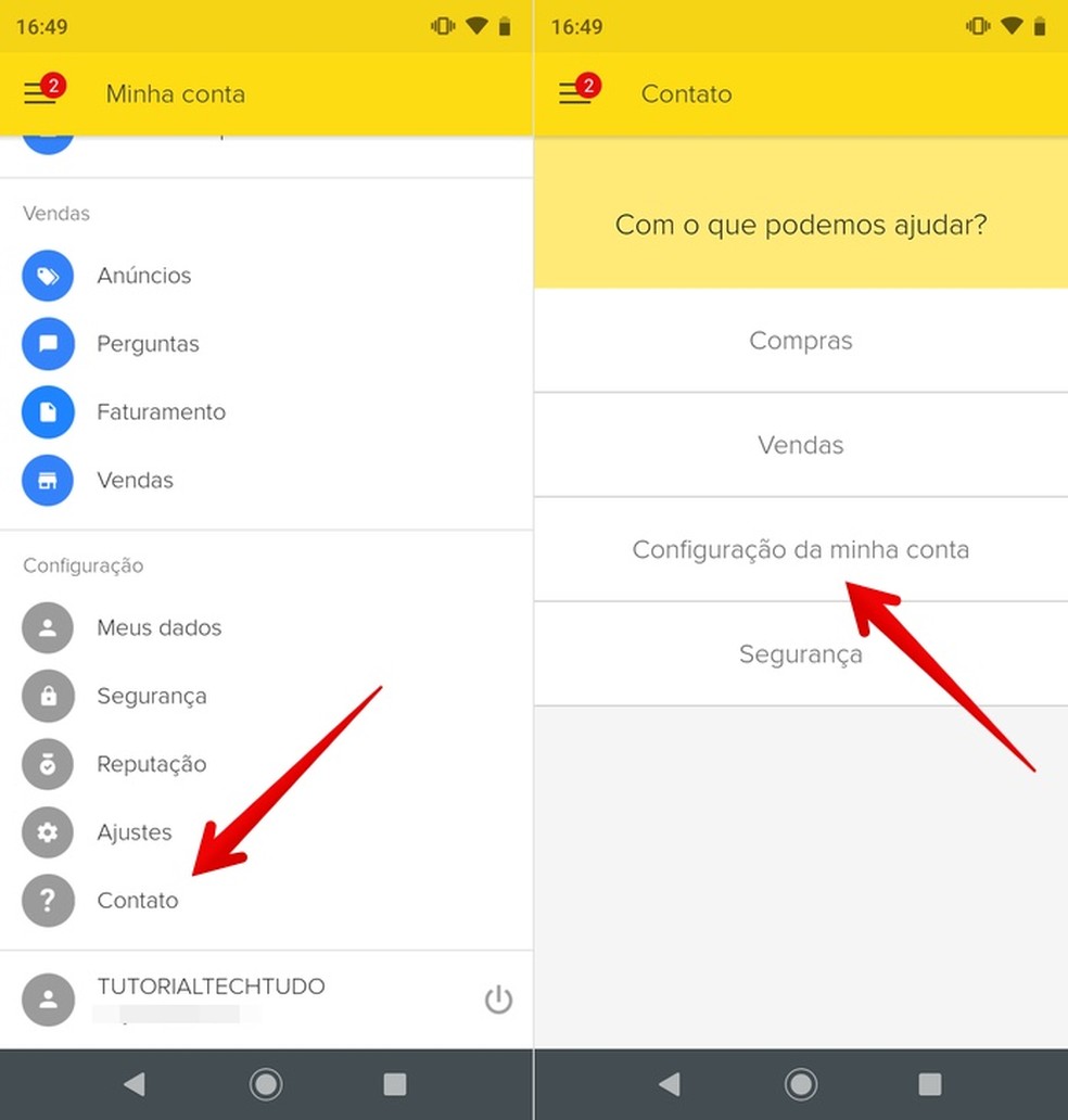 Como Excluir Conta Do Mercado Livre Pelo Celular E Commerce Techtudo Em seguida, clique em contato, no menu superior direito como excluir conta do mercado livre