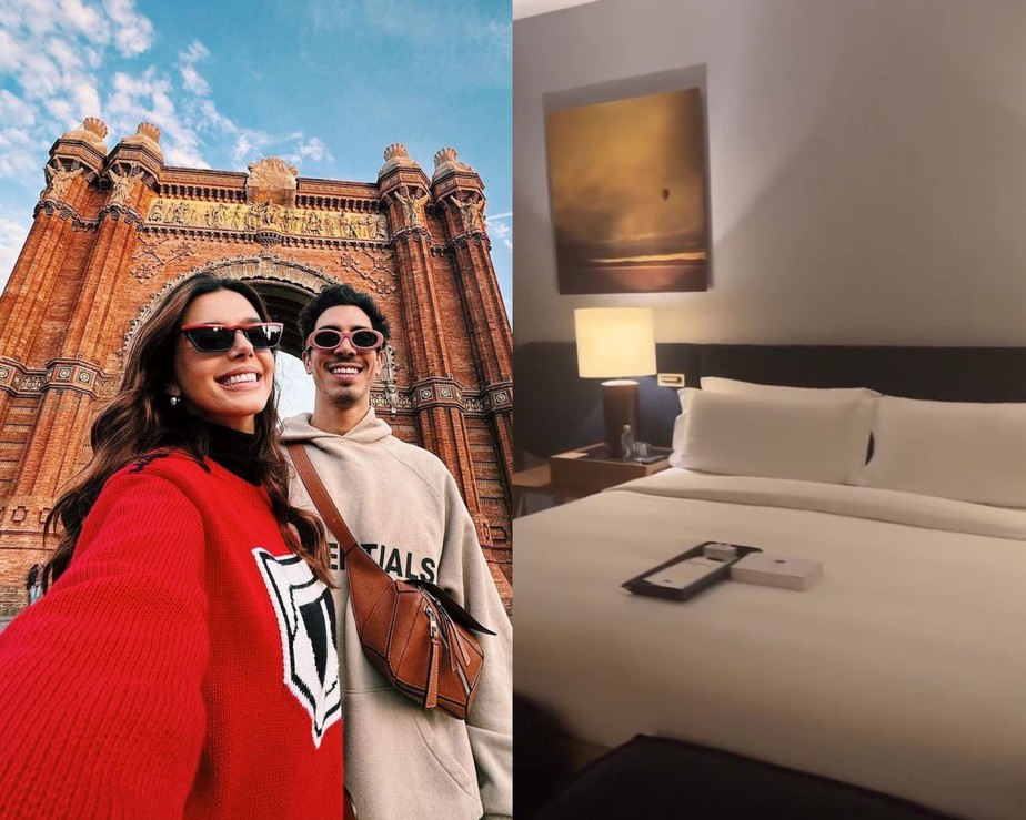 Giovanna Lancellotti e Gabriel David aproveitam hotel luxuoso em Barcelona