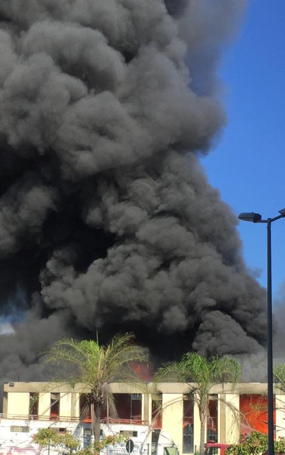 Sede da Ematex em chamas — Foto: Vladimir Vilaça/TV Globo