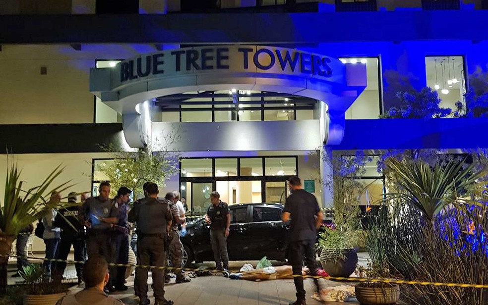 Crime na frente de hotel em SP (Foto: Glauco Araújo e Kleber Tomaz / G1)