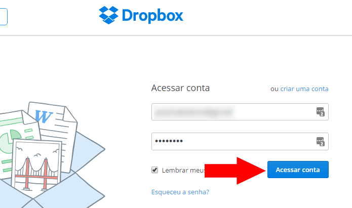 Faça login no Dropbox na web (Foto: Reprodução/Paulo Alves)