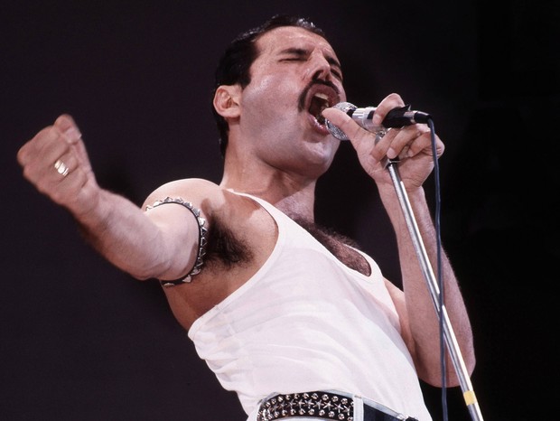 Freddie Mercury no Live Aid, em 1985 (Foto: Getty Images)