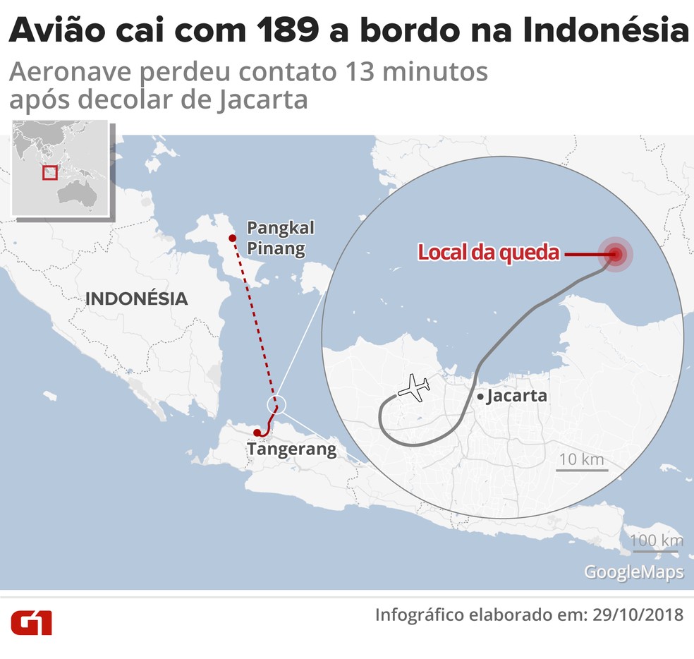 Queda de avião na Indonésia — Foto: Infografia: Igor Estrella/G1