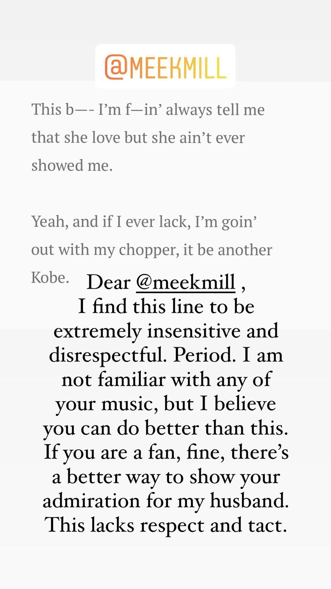 Vanessa Bryant, viúva de Kobe Bryant, se manifesta sobre música de Meek Mill que cita o saudoso marido (Foto: Reprodução/Instagram)