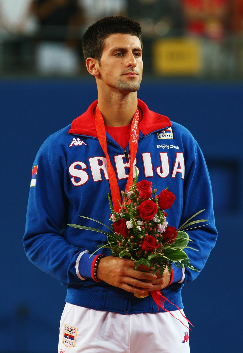 Novak Djokovic com a medalha de bronze nas Olimpíadas de Pequim 2008 — Foto: Getty Images