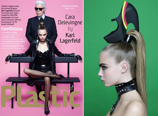 Karl Lagerfeld e Cara Delevingne na nova edição da revista da marca, Plastic Dreams (Foto: Reprodução)