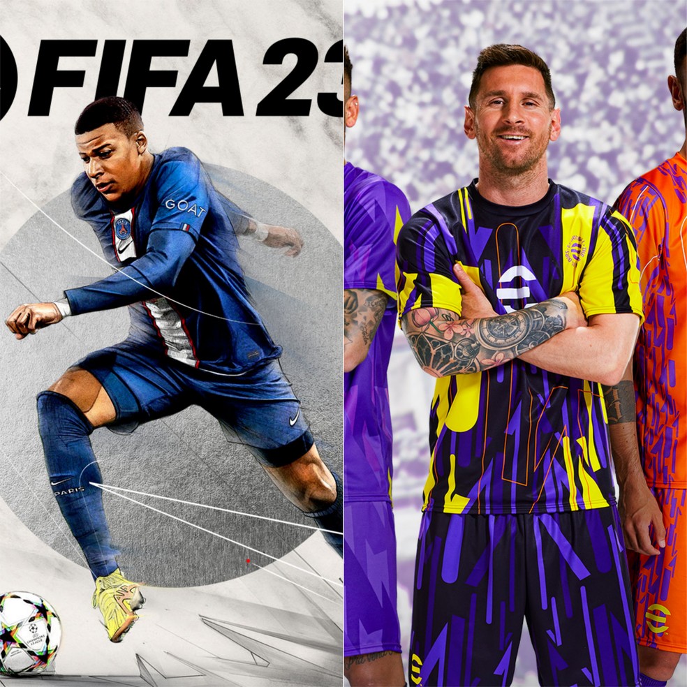 FIFA 23 e eFootball 2023 — Foto: Divulgação / EA Sports e Konami