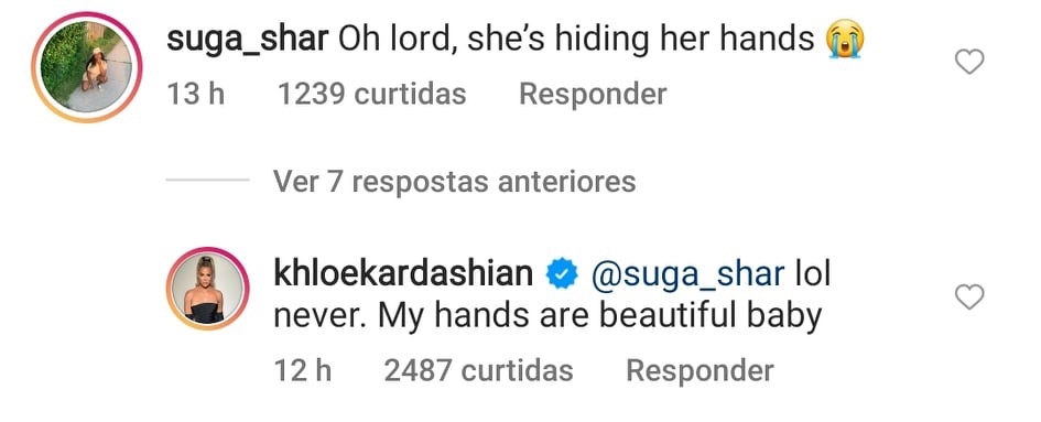 Khloé Kardashian responde a seguidora no Instagram (Foto: Reprodução / Instagram)