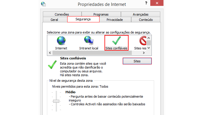 Windows permite configurar sites que podem ou não ser acessados (Foto: Reprodução/Windows)