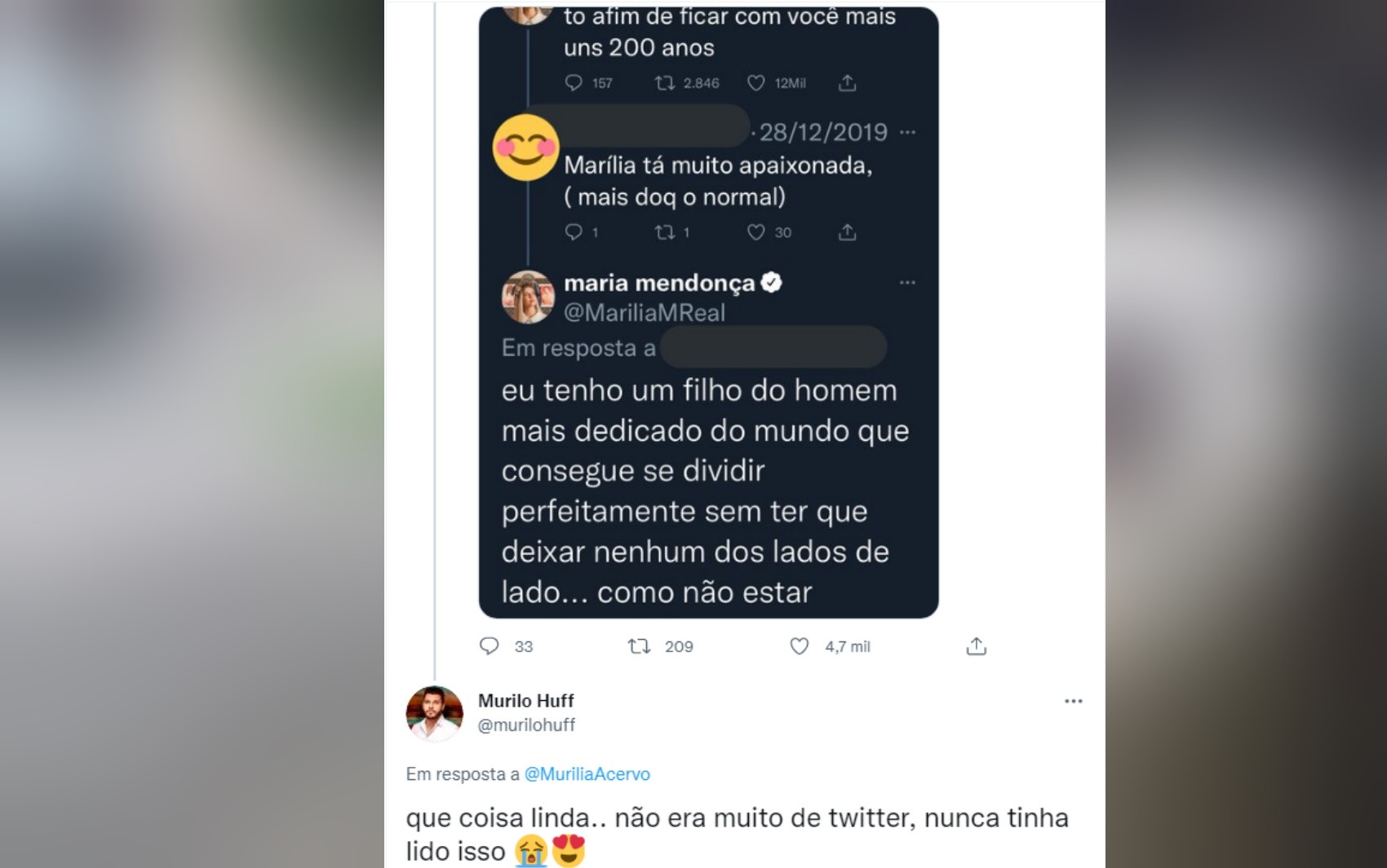 Murilo Huff se emociona ao ler declaração de amor feita por Marília Mendonça há quase dois anos: 'Que coisa linda'